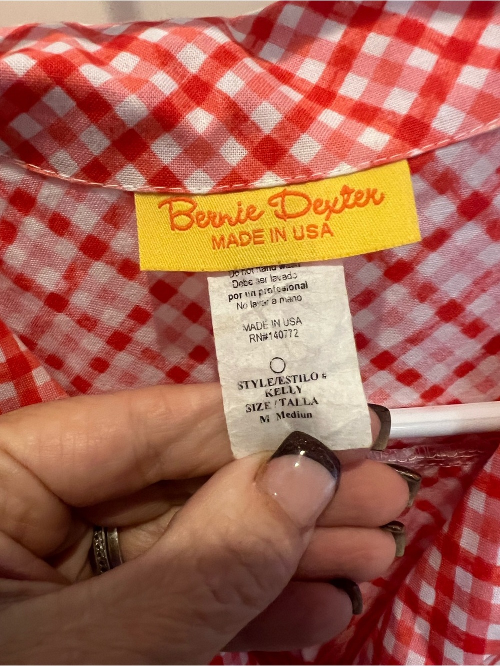 Bernie Dexter Red & White Gingham Dress